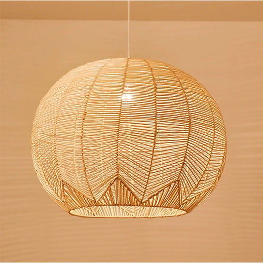 Rattan Vintage Boho Pendant Lampshade – Handwoven Lighting for Chic Bohemian Interiors