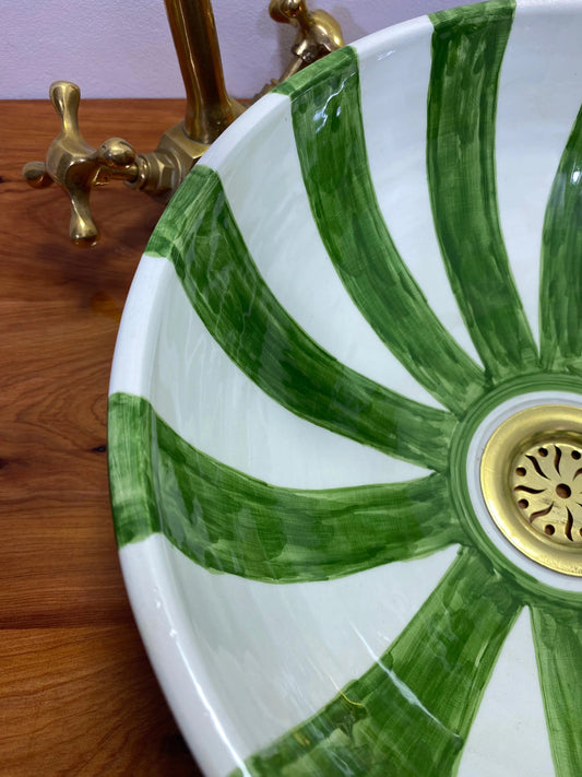 Green Hand Painted Bathroom & Kitchen Sink