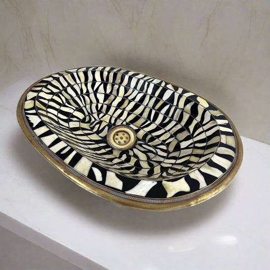 Brass Sink with Unique Bone Inlay
