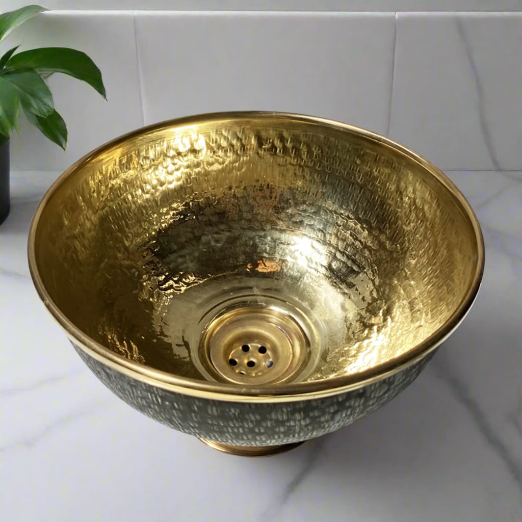Black & Gold Hammered Brass WashBasin