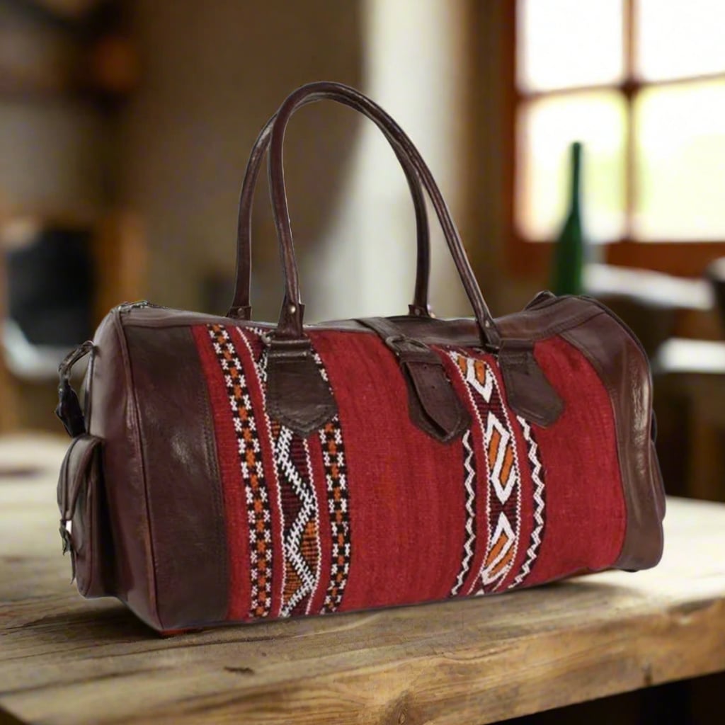Aferki Kilim Leather Duffle Bag