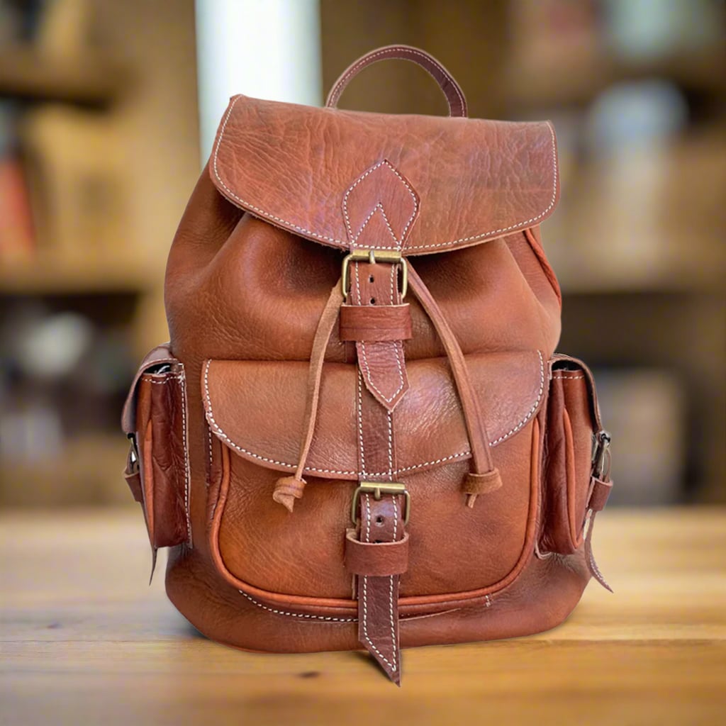 Amkan Leather Buckle Backpack
