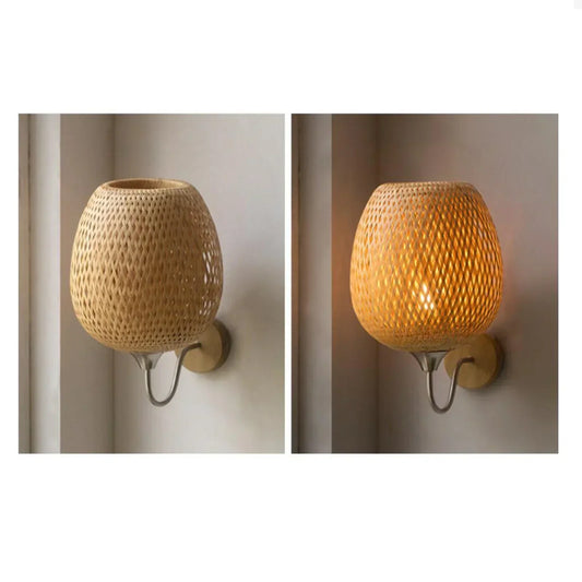 Handcrafted Bamboo Wall Sconce Lamp - Eco-Friendly Lighting for Elegant Spaces