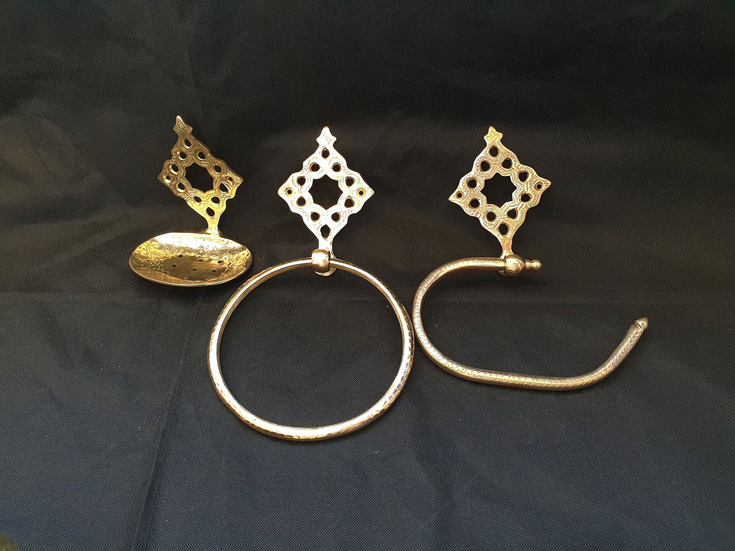 Set of 3 Brass Bathroom Accessories