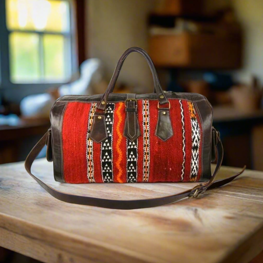Tadukli Kilim Leather Weekend Bag