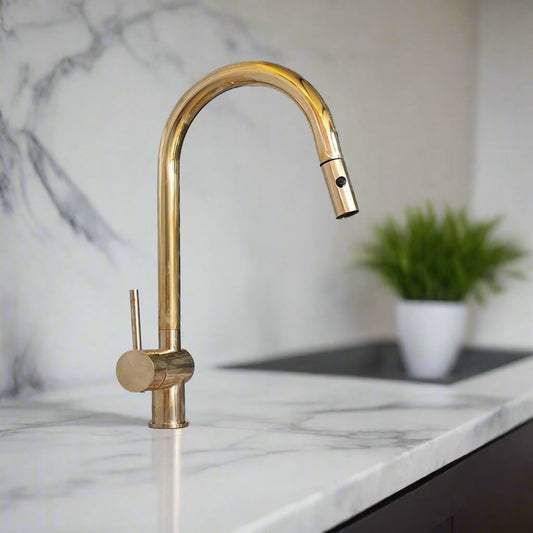 Brass Pull-Down Kitchen Faucet
