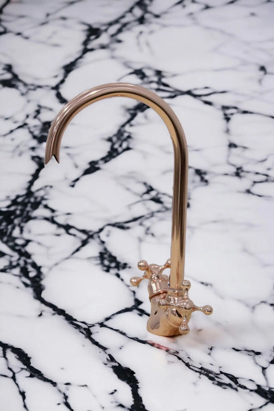 Red copper faucet handmade with luxurious patina color #05