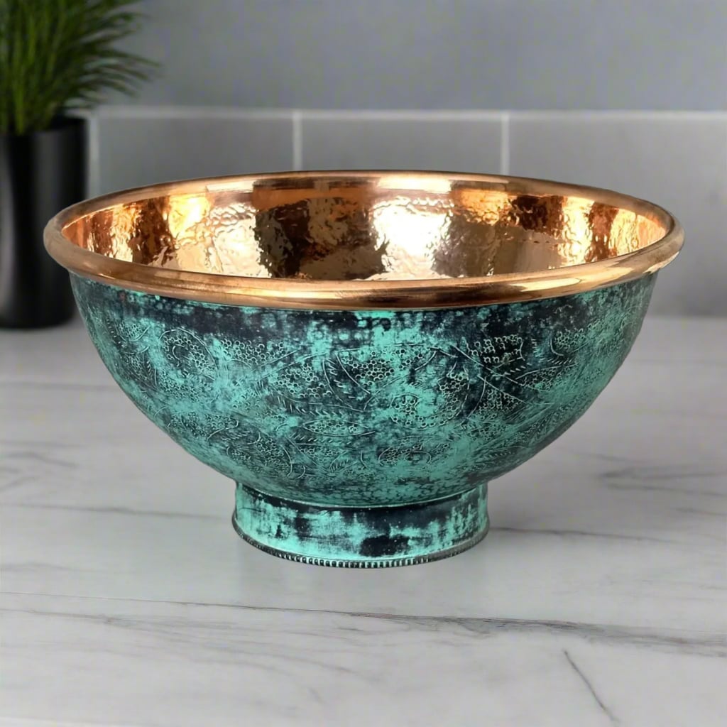 Engraved Copper Bathroom Sink