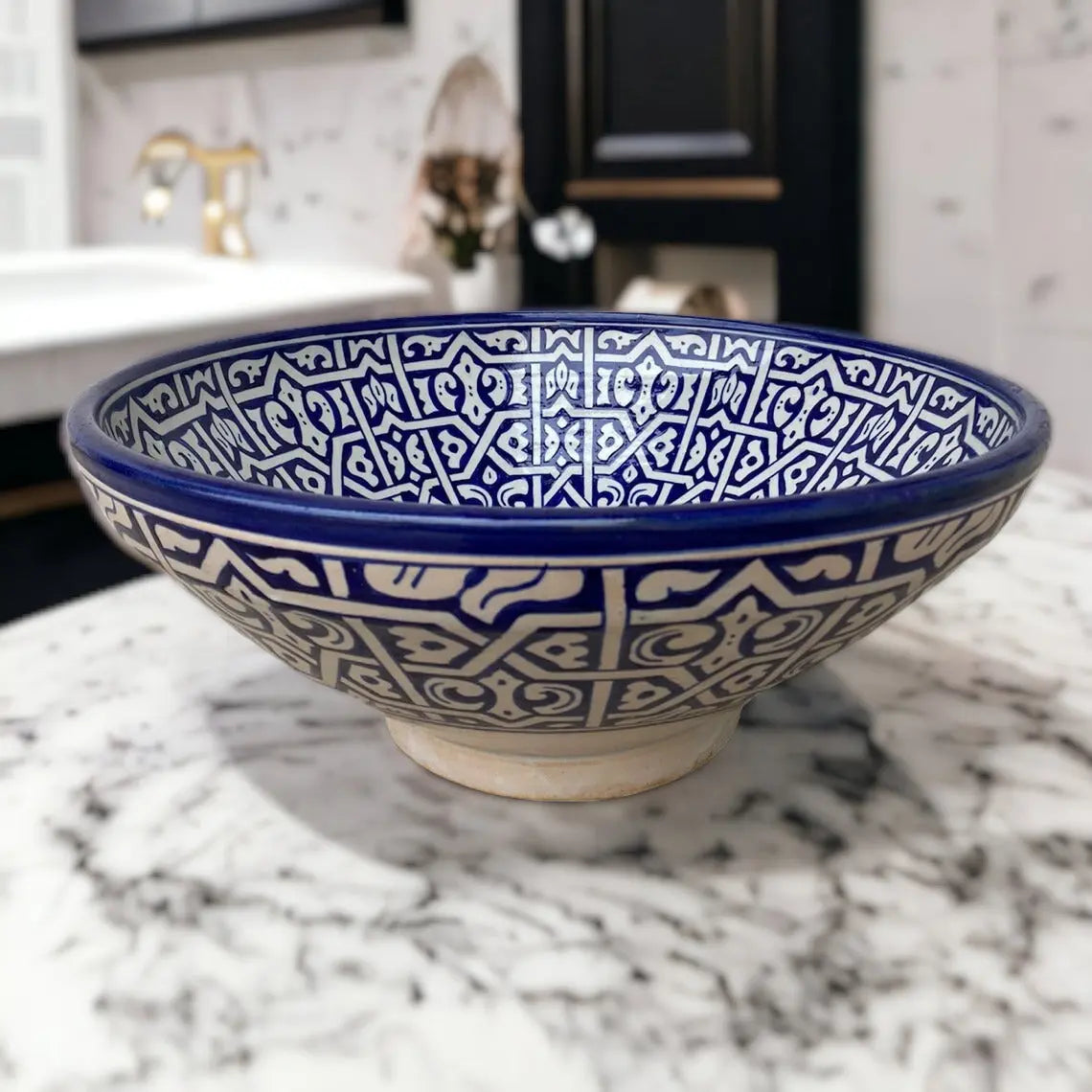 Round Hand Painted Kitchen Washbasin