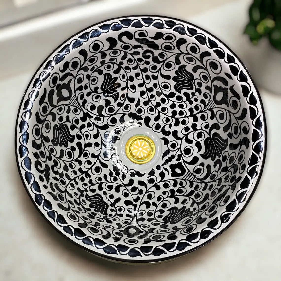 Round Hand Painted Bathroom Sink