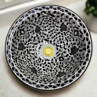 compare product Round Hand Painted Bathroom Sink