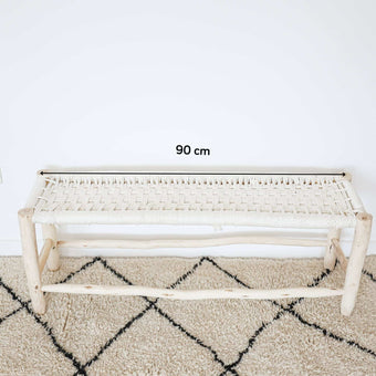compare product Banc marocain en bois brut et tressage coton