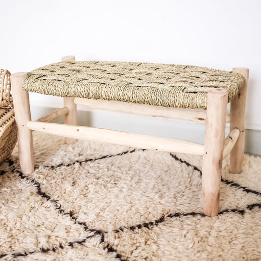 Banc bois brut pour enfant et cordes tressées