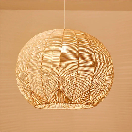 Rattan Vintage Boho Pendant Lampshade – Handwoven Lighting for Chic Bohemian Interiors