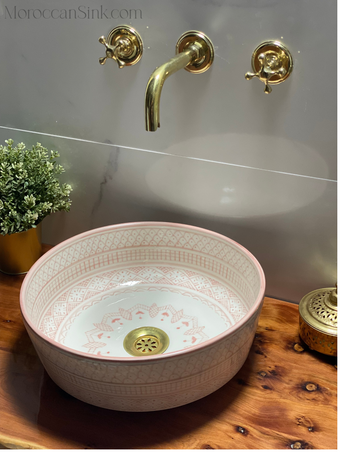 compare product Bathroom Vessel Sink Hand-Painted Bathroom Mid Century Modern Bowl Sink Lavatory