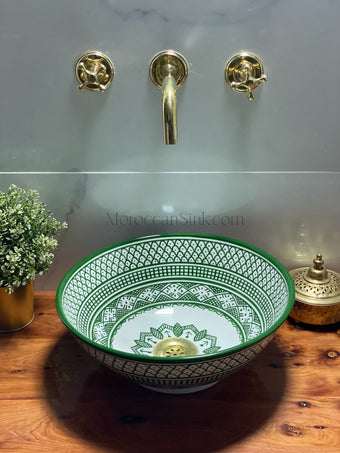 compare product Bathroom vessel sink handmade hand painted - ceramic sink decor built with mid century modern Flair