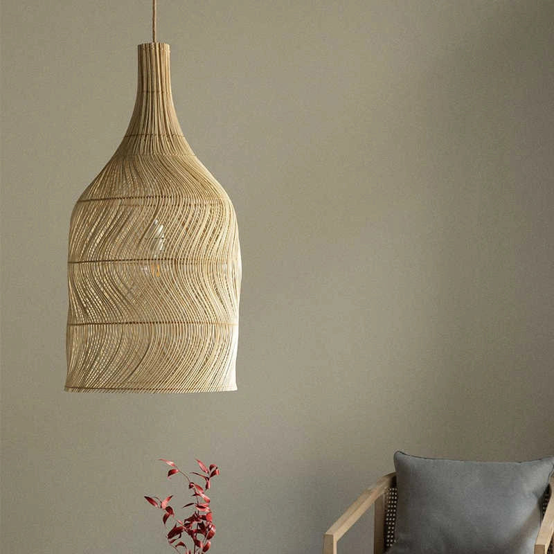Rattan Wicker Pendant Lampshade – Handcrafted Natural Lighting for Boho and Rustic Interiors