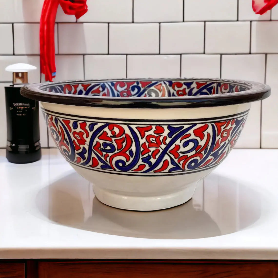 Round Hand Painted Sink For Bathroom & Kitchen