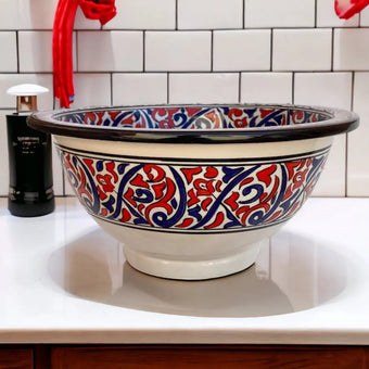 compare product Round Hand Painted Sink For Bathroom & Kitchen