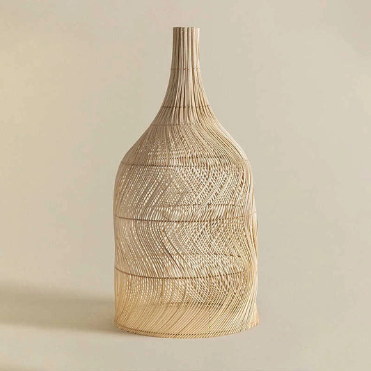 Rattan Wicker Pendant Lampshade – Handcrafted Natural Lighting for Boho and Rustic Interiors