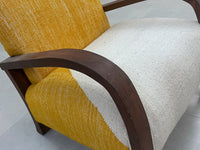 Handcrafted Moroccan Chair - Walnut Wood & Kilim Upholstery - Boho Accent Chair - CH71