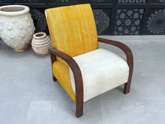 compare product Handcrafted Moroccan Chair - Walnut Wood & Kilim Upholstery - Boho Accent Chair - CH71