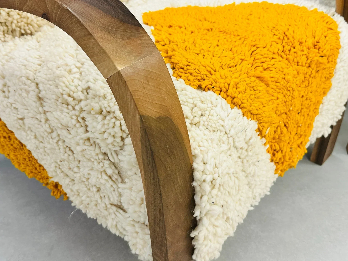 2 set of Moroccan Wool Lounge Chair with Walnut Frame