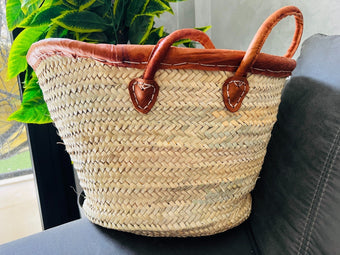 compare product 70% Off STRAW BAG Handmade with leather, French Market Basket, french market bag, Straw basket, french basket, grocery market bag