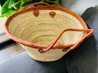 70% Off STRAW BAG Handmade with leather, French Market Basket, french market bag, Straw basket, french basket, grocery market bag