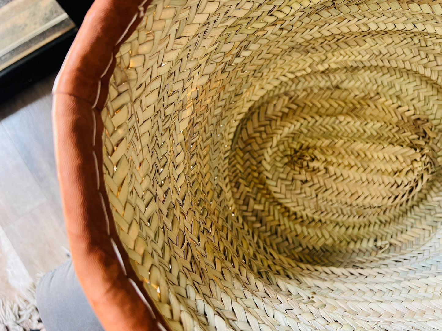 70% Off STRAW BAG Handmade with leather, French Market Basket, french market bag, Straw basket, french basket, grocery market bag