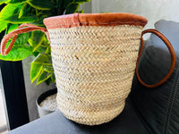 70% Off STRAW BAG Handmade with leather, French Market Basket, french market bag, Straw basket, french basket, grocery market bag