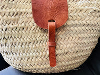 straw bag French Basket french market basket, Beach Bag Handmade Moroccan Basket - Natural French Basket Handle leather