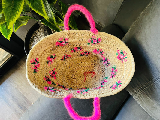 French Market Basket, Woven Basket, Straw Basket, Handmade Moroccan Basket, Moroccan bag, moroccan straw bag