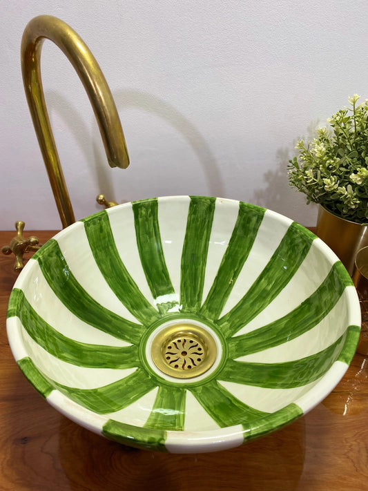 Green Hand Painted Bathroom & Kitchen Sink