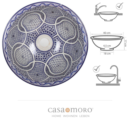 Countertop washbasin blue round