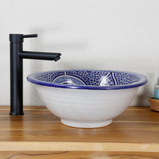 Washbasin ceramic blue white