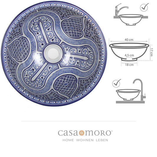 Washbasin ceramic blue white