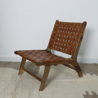 compare product Handcrafted Leather and Wood Lounge Chair