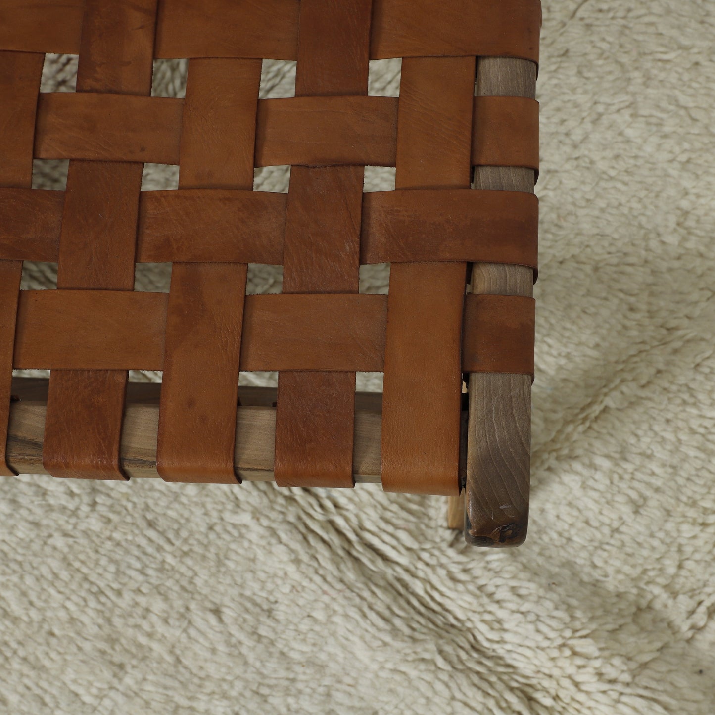 Handcrafted Leather and Wood Lounge Chair