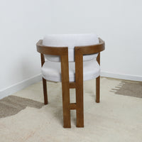 Mid-Century Modern Wooden Armchair with Light Gray Upholstery