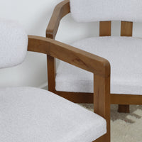 Mid-Century Modern Wooden Armchair with Light Gray Upholstery