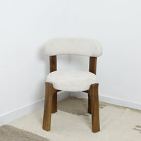 Minimalist Wooden Chair with soft white upholstery