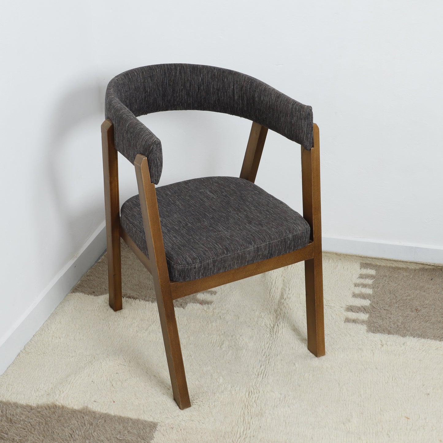 Minimalist Wooden Chair with soft white upholstery