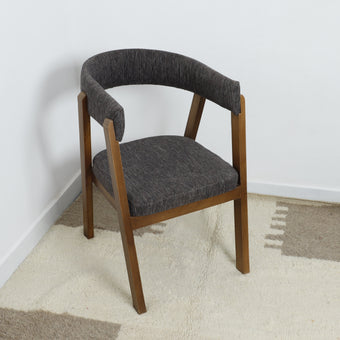 compare product Minimalist Wooden Chair with soft white upholstery