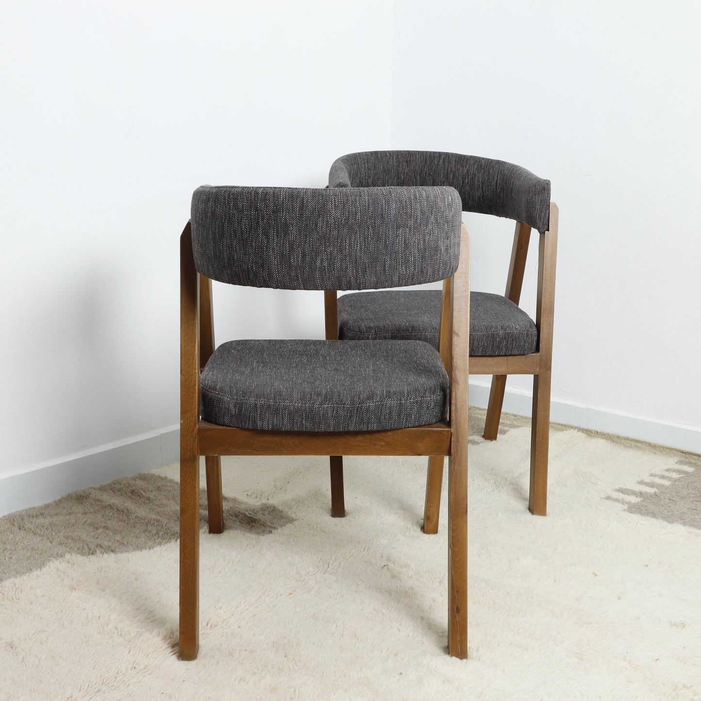 Minimalist Wooden Chair with soft white upholstery