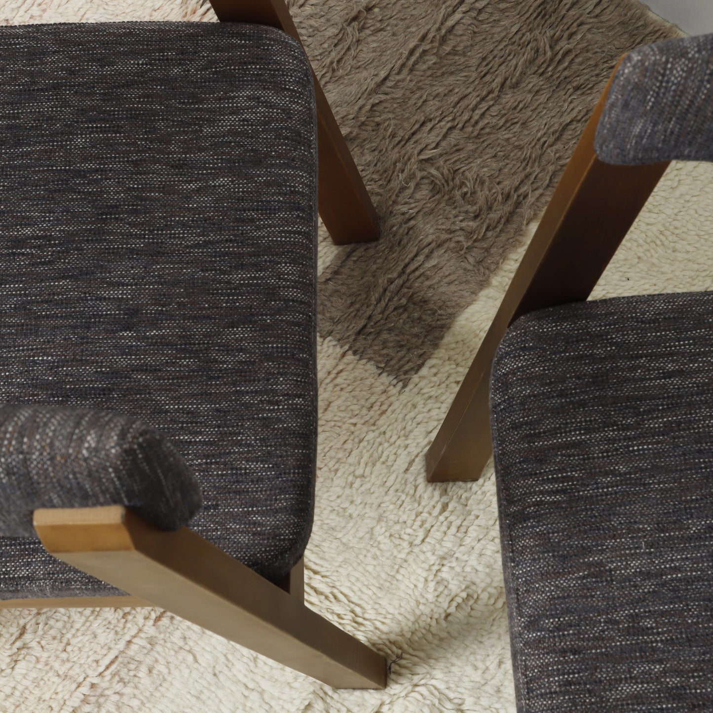 Minimalist Wooden Chair with soft white upholstery
