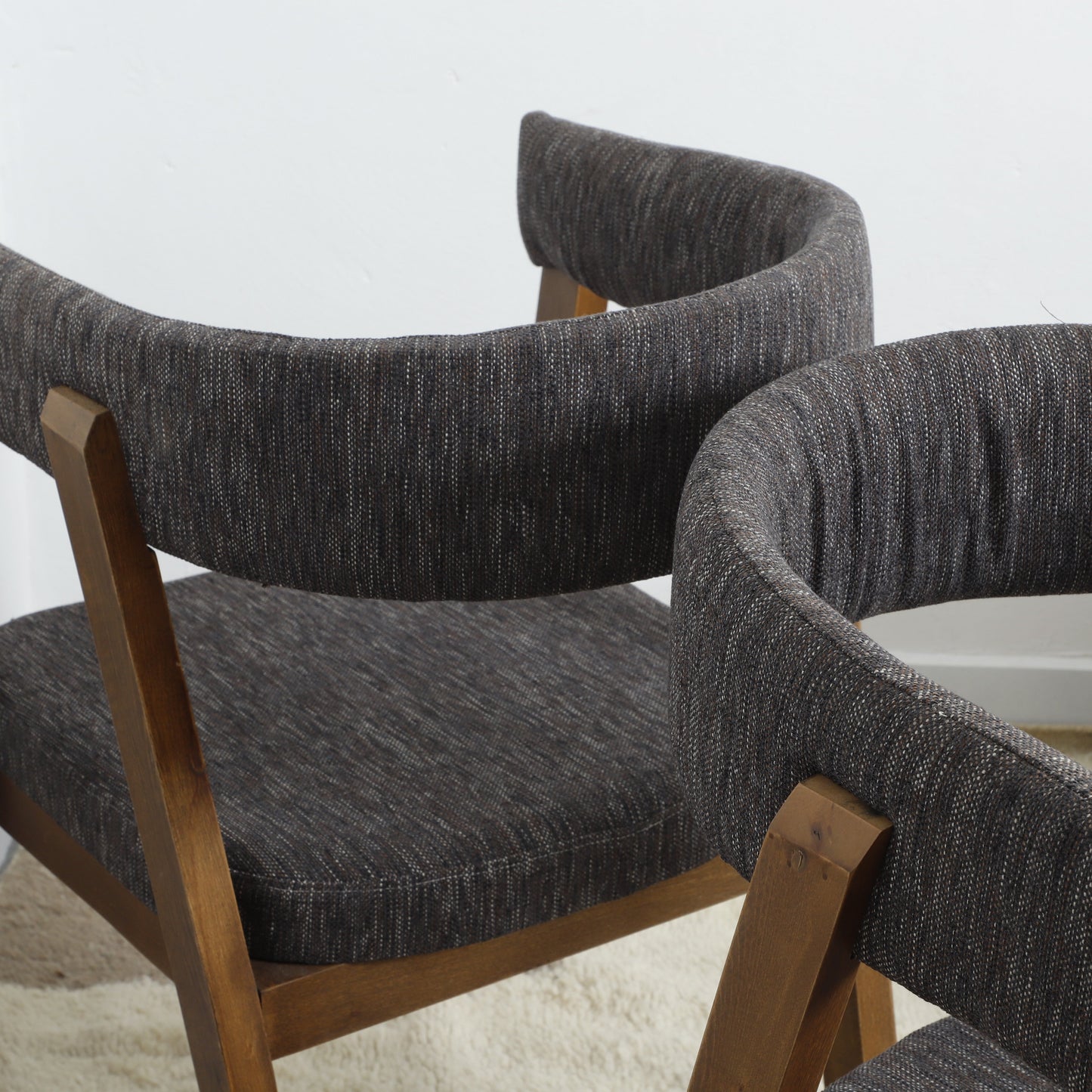 Minimalist Wooden Chair with soft white upholstery