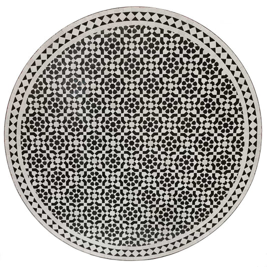 Mosaic table D120 black white glazed