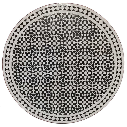 Mosaic table D100 black white glazed