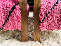 2 set of Moroccan Wool Lounge Chair with Walnut Frame